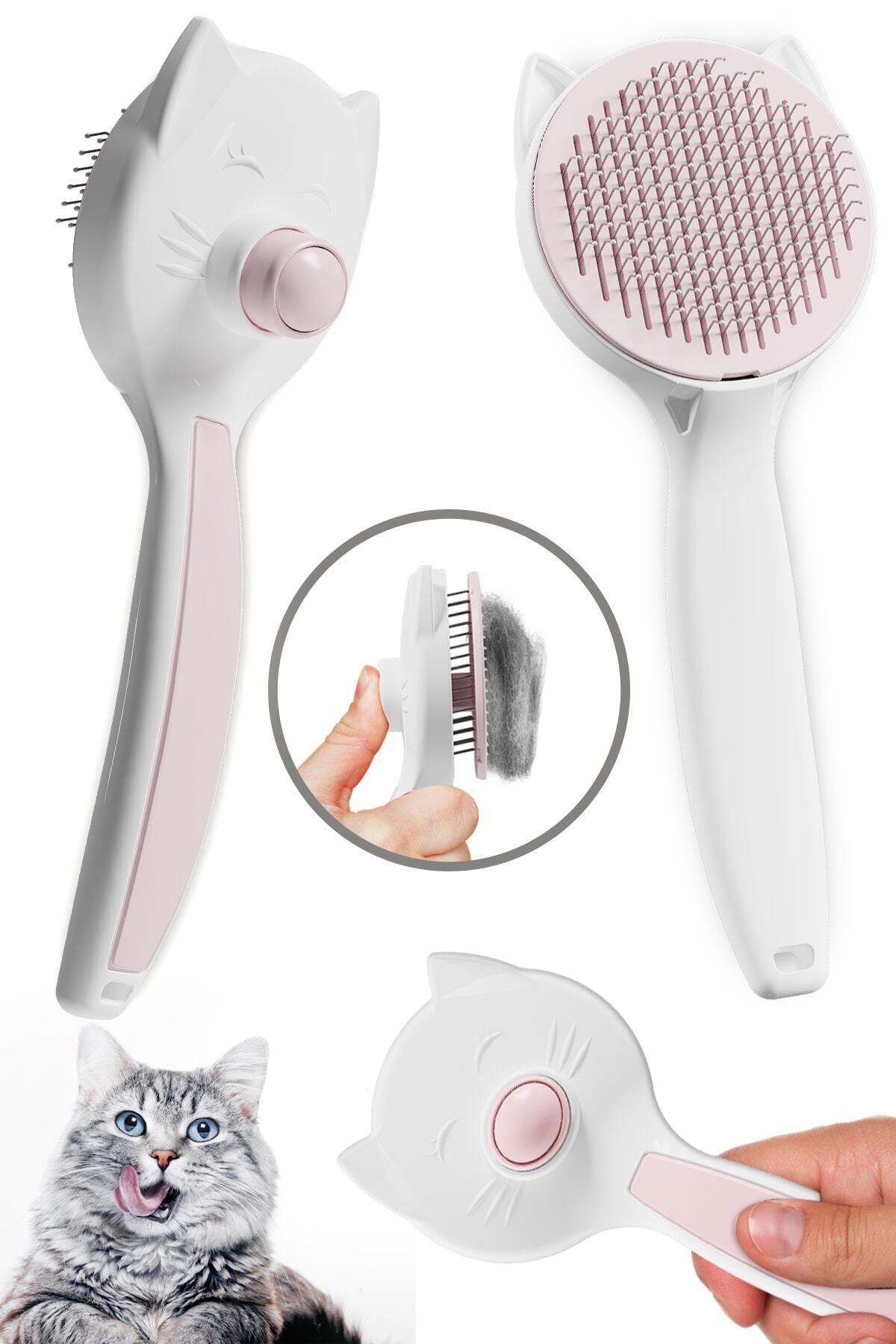 ATA HOME Köpek Kedi Otomatik Temizlenen Tuşlu Tüy Toplayıcı Tarak Evcil Pet Hayvan Tüy Kıl Toplama Fırçası