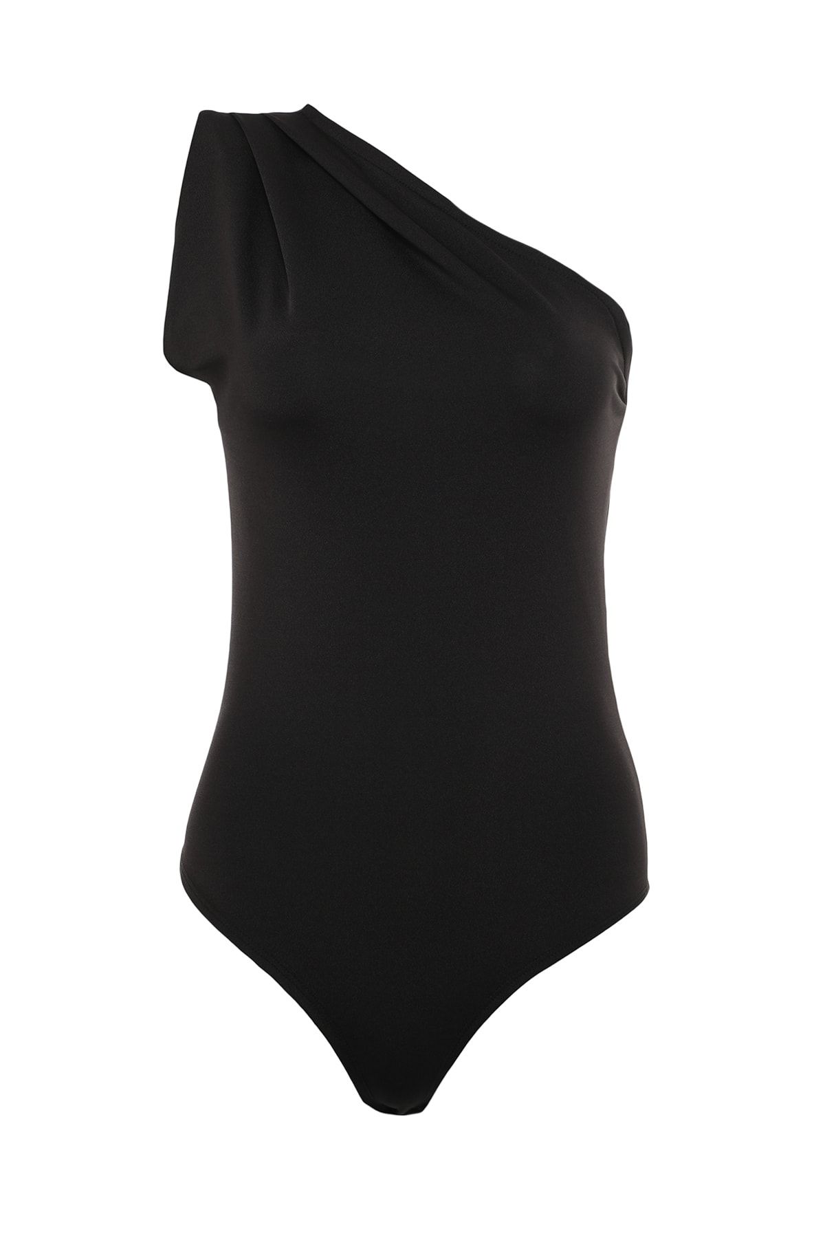 Trendyol Collection-Schwarzer flexibler Strickbody mit asymmetrischem Kragen und Druckknöpfen an der Unterseite TWOSS22BD00014 6