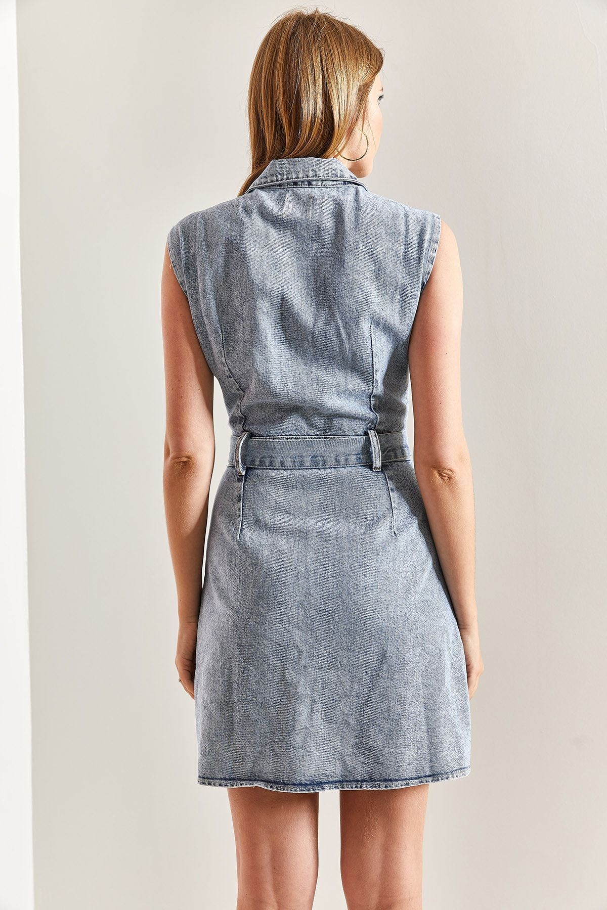 Denim dress with top blazer