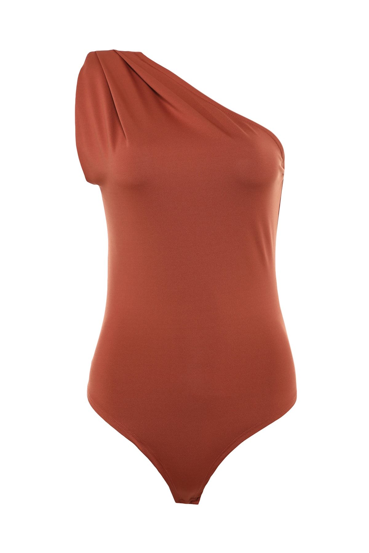 Trendyol Collection-Zimtfarbener, asymmetrischer Kragen, flexibler Strickbody mit Druckknöpfen von unten TWOSS22BD00014 7
