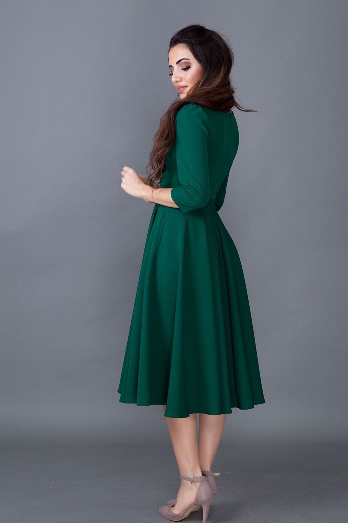 Dark green tea deals length dress