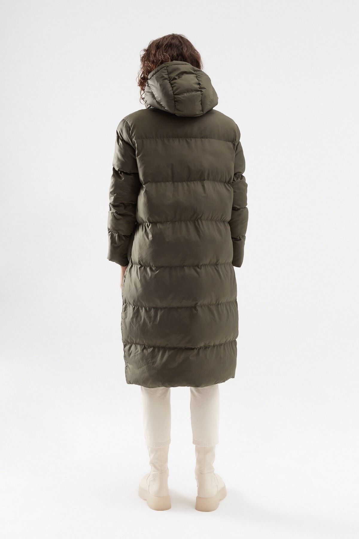 Women's long khaki padded coat store