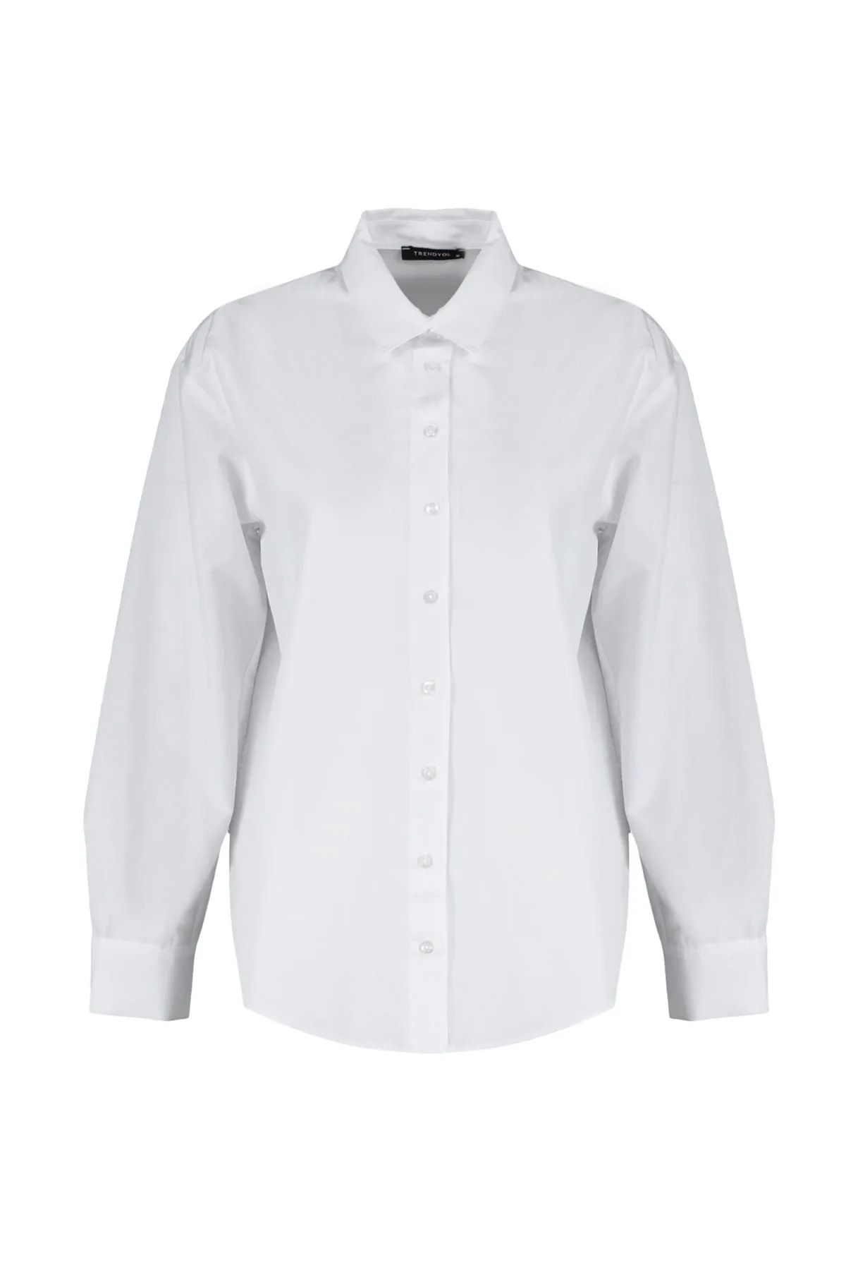 Trendyol Collection-Biała luźna bawełniana koszula TWOAW20GO0107 19