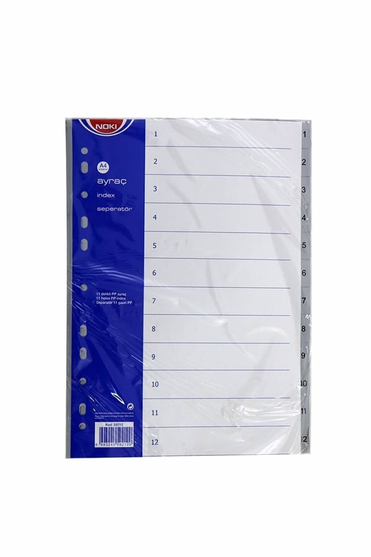 Noki A4 Seperatör 1-12 Rakamlı Plastik A4 59212