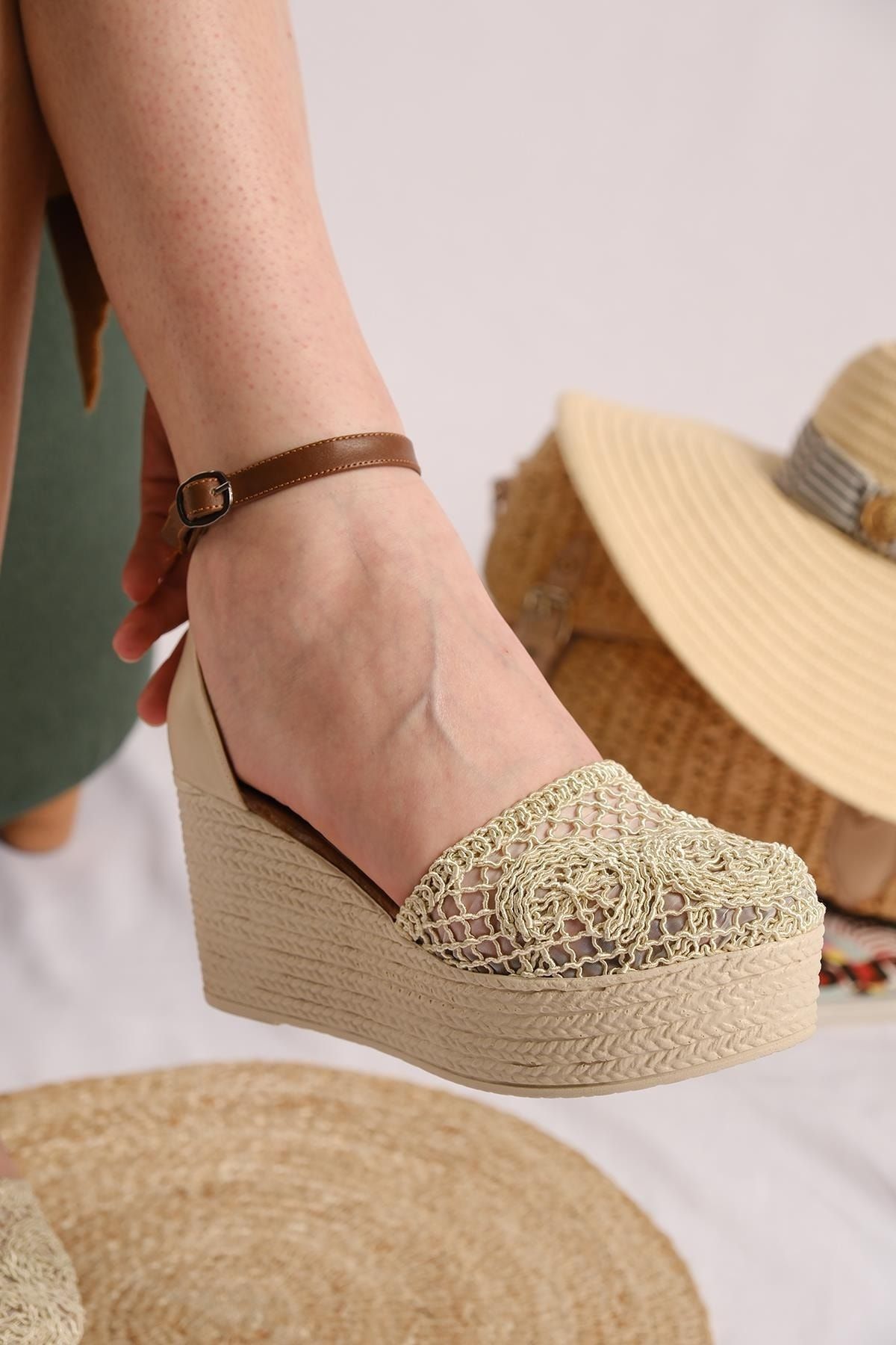 Abaca wedge sandals sales