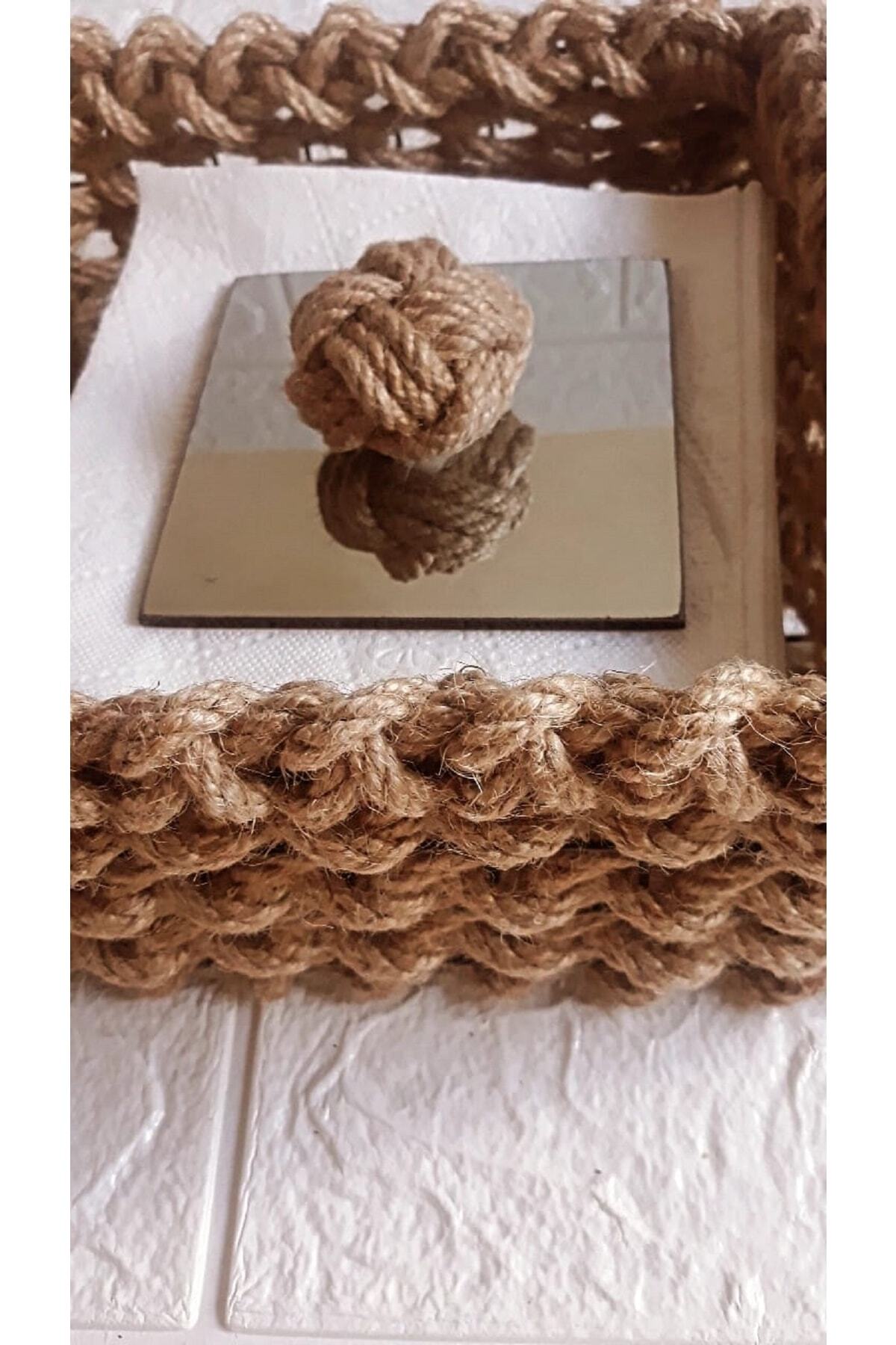 Egindra-Wicker Jute Mini Basket - Cornered and Square Decorative, Glass Lid, Organizer-Napkin Holder 3