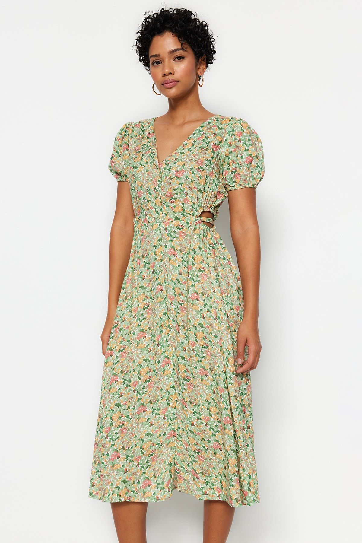 Trendyol Collection Kleid Gelb Blusenkleid