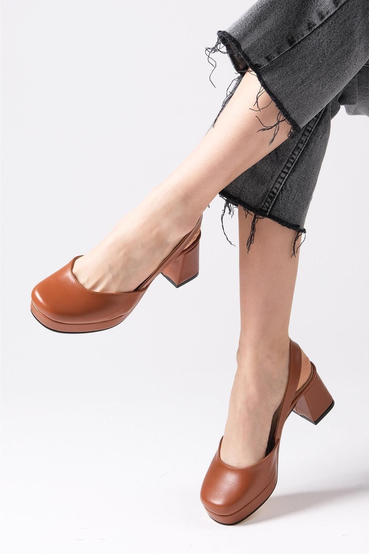 Mio Gusto High Heels Brown Block Trendyol