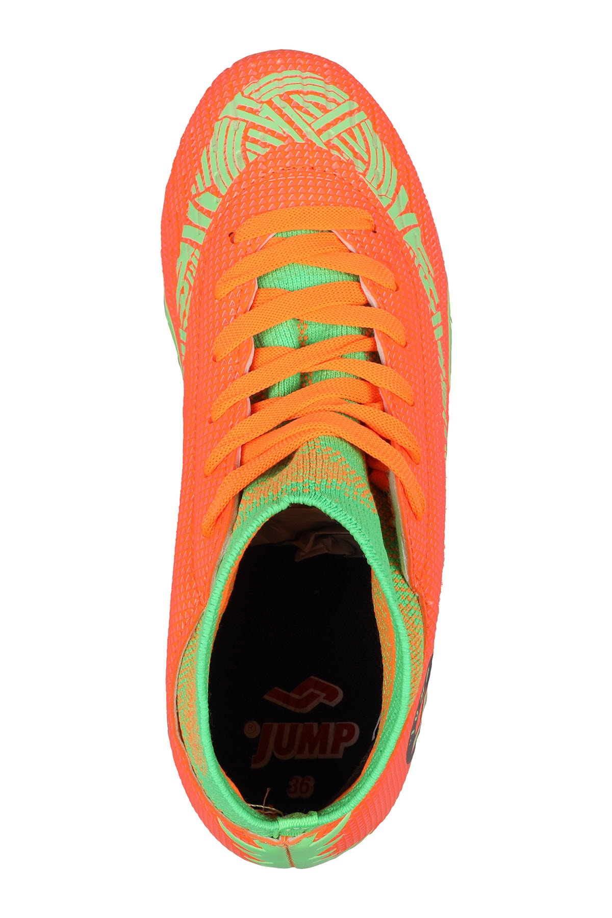 28365 Orange - Green Grass AstroTurf کفش فوتبال با جوراب Jump اورجینال - تصویر 3