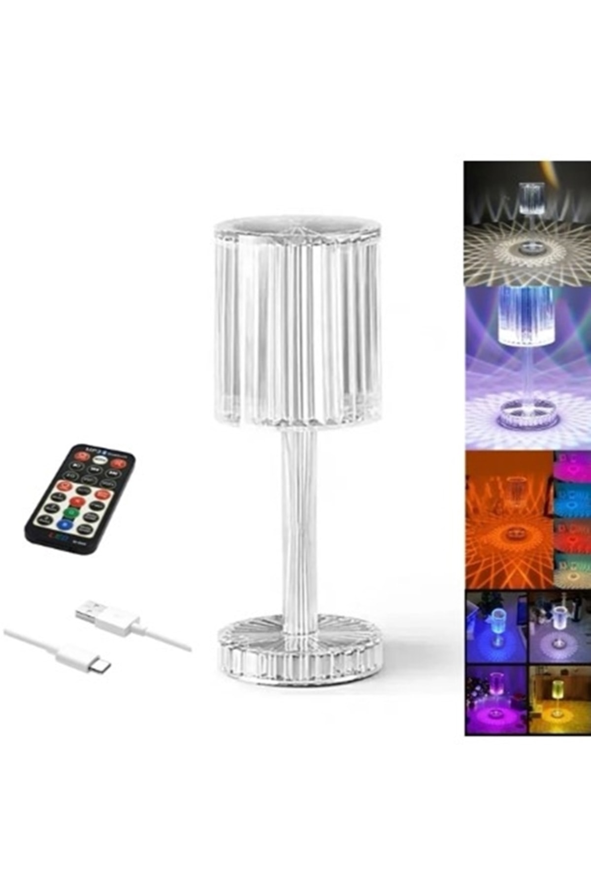 Ambiyans Kristal Bluetoothlu Masa Lambası Kristal Led Gece Lambası Sese Duyarlı Speaker Lambası 2