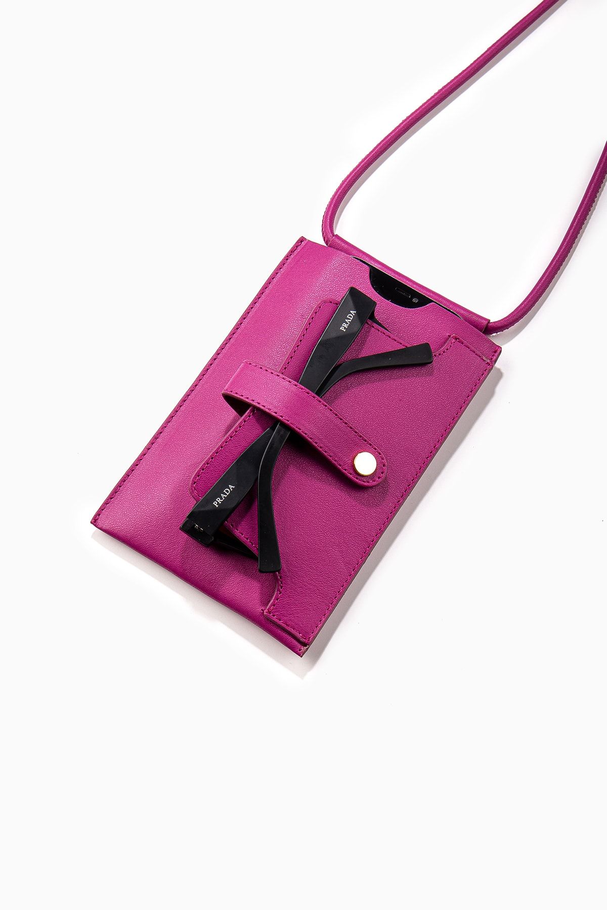 کارت دار مردانه و زنانه تلفن چرمی واقعی FUCHSIA نگهدارنده مورد عینک BAGBOX