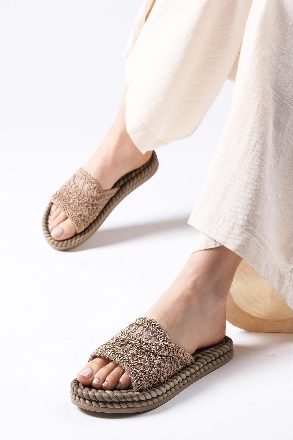 Mio Gusto کفش های دمپایی بافندگی زن مبتنی بر پالوما مینک