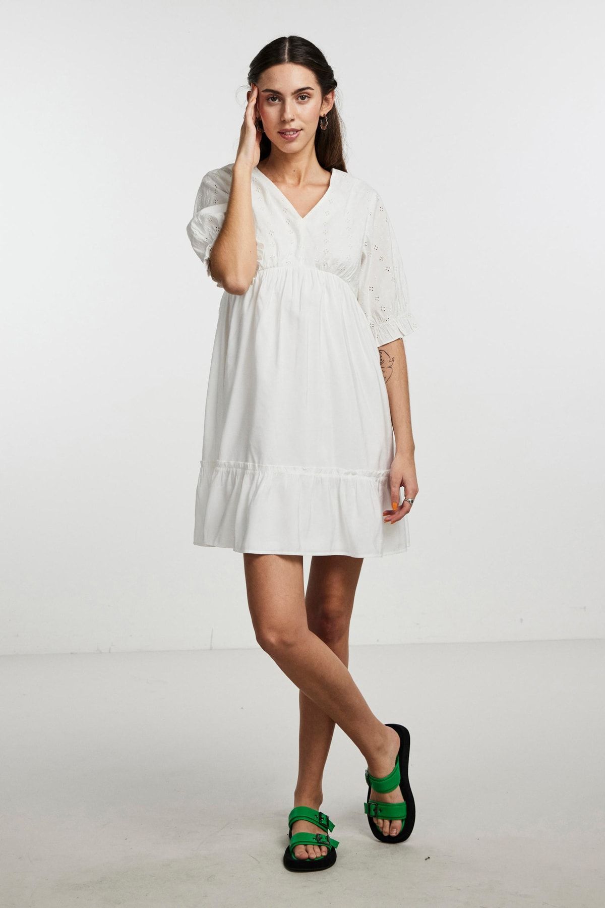 PIECES Kleid Weiß Basic Fast ausverkauft