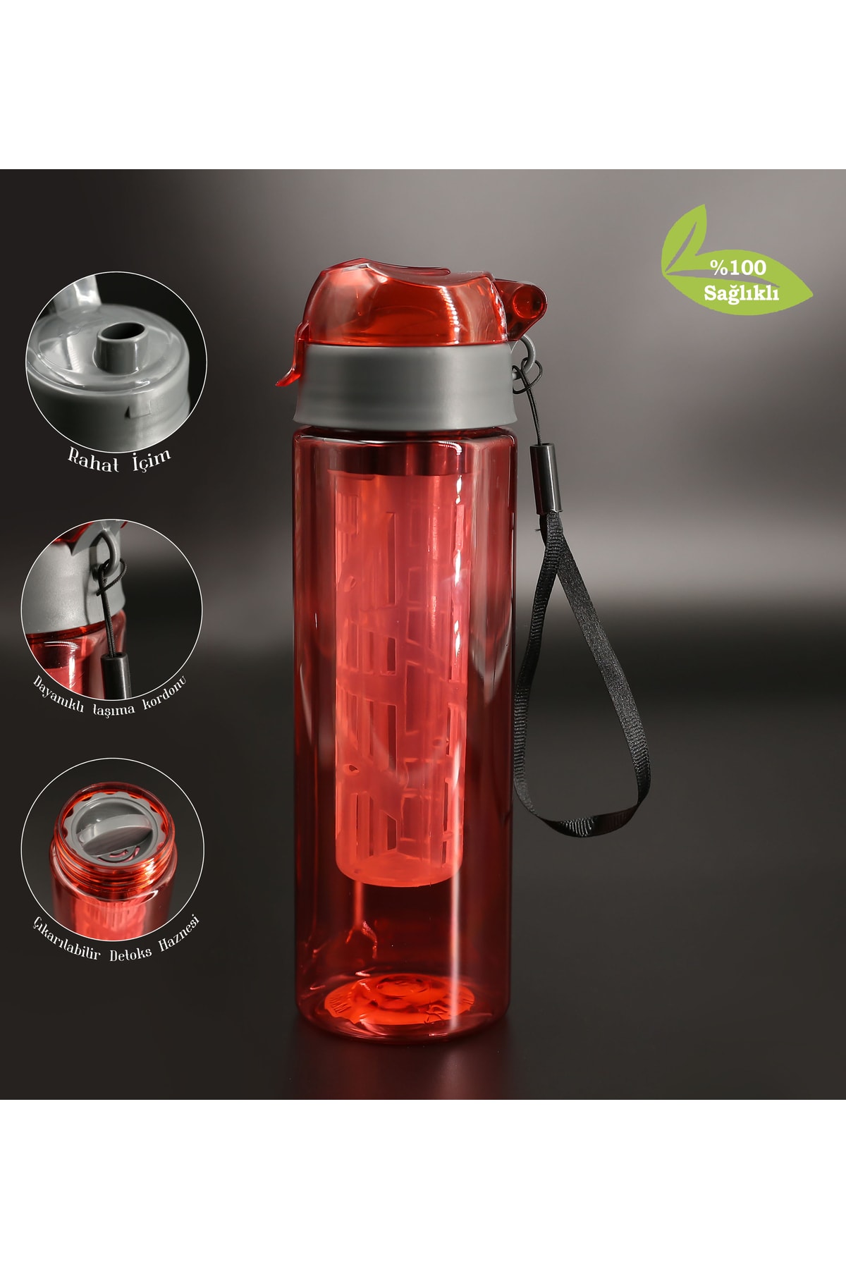 Red Colored Detox San (bpa Free) Flask / 500 Ml
