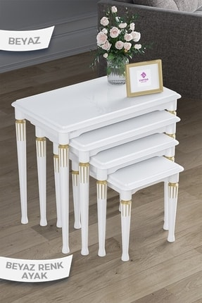 Canisa Zeyra Serisi, 1.sınıf Mdf Ve Lake Boya, Avangart Beyaz 4'lü Zigon Sehp...