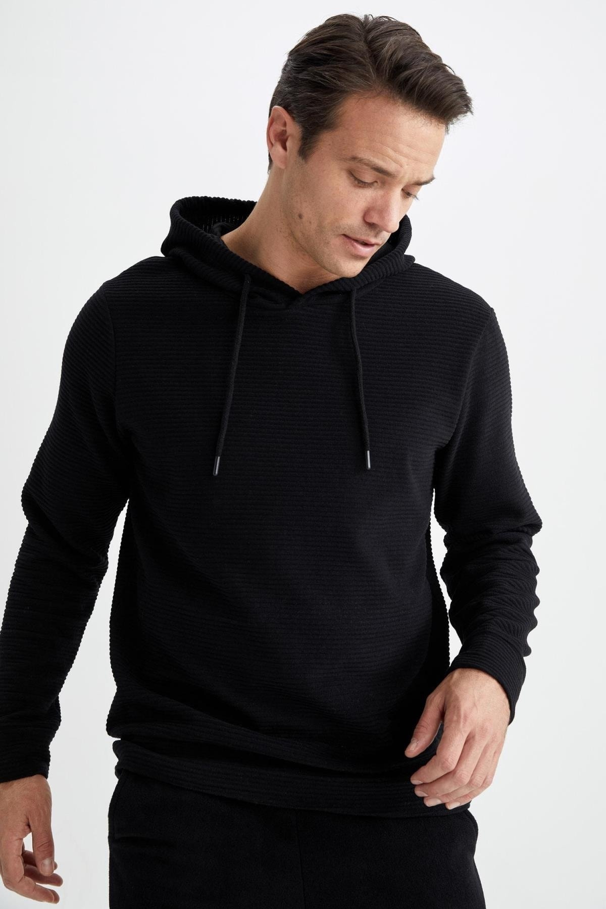 سویشرت مردانه مشکی دفاکتو | A1454AX22AU اورجینال - تصویر 3