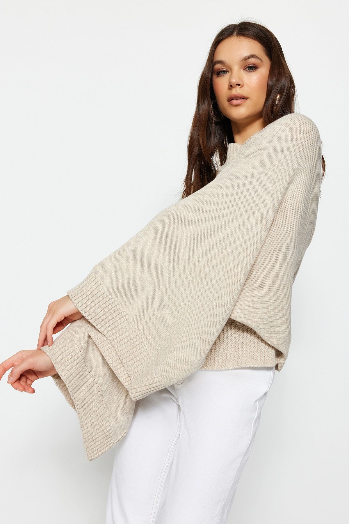 Trendyol Collection-Stone Wide Mold Strickpullover mit Fledermausärmeln TWOAW23KZ01838 3