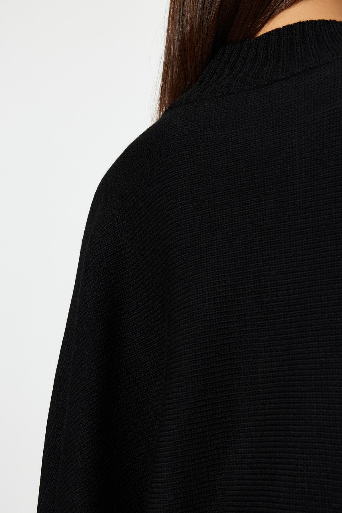 Trendyol Collection-Fekete széles szabású denevérujjú kötöttáru pulóver TWOAW23KZ01838 6