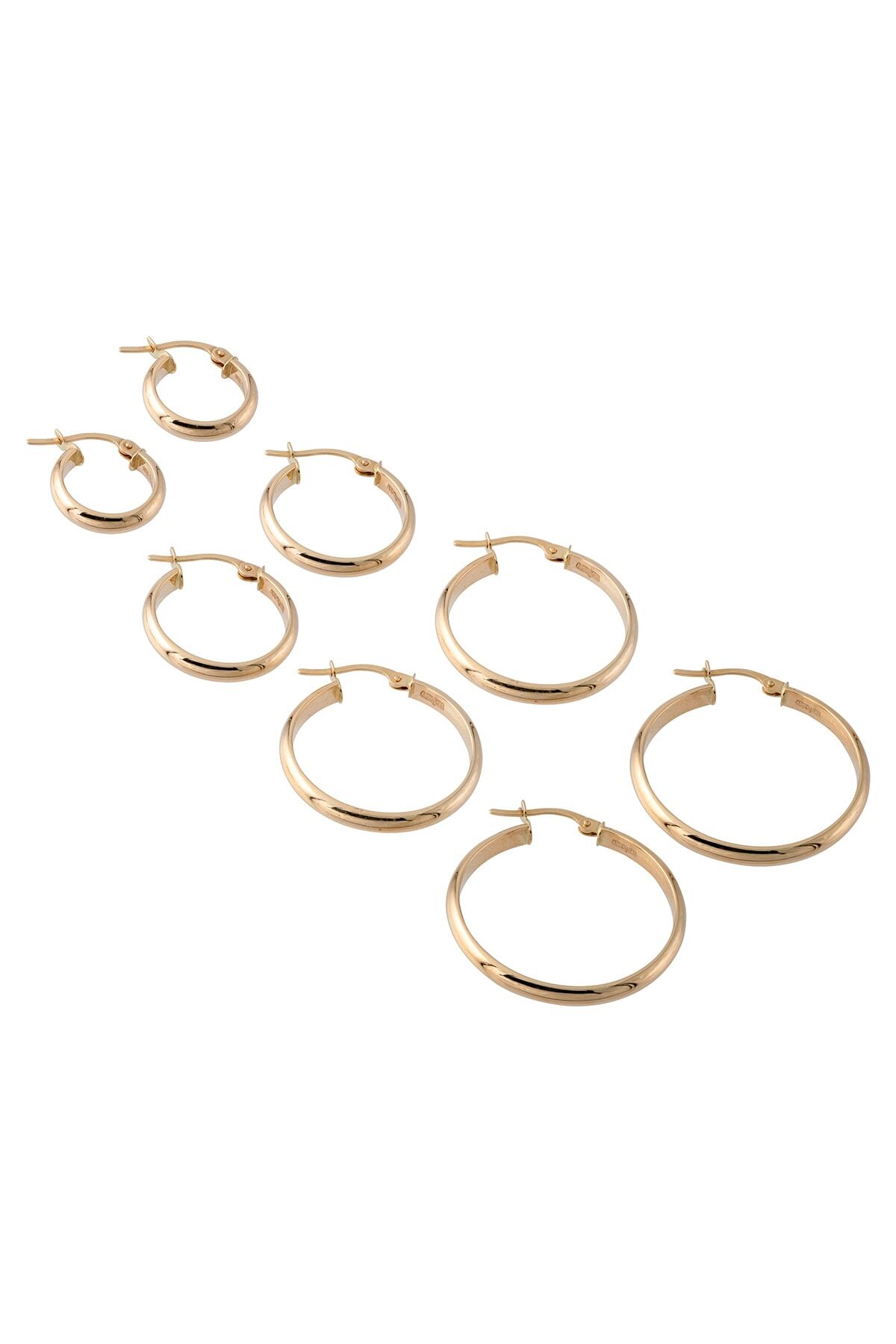 14 Ayar Altın Klasik Halka Küpe 13 Mm 4