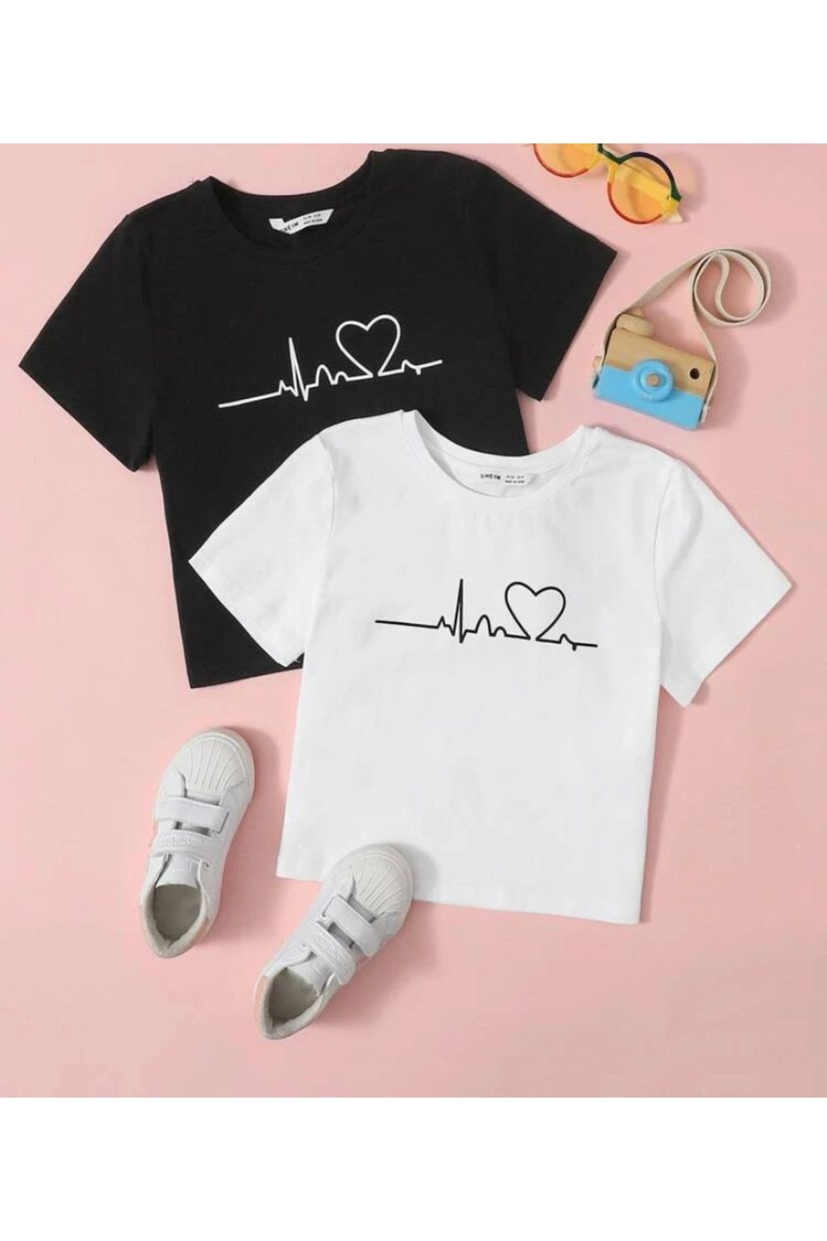 Children's Rhythm Heart Printed 2-Pack Combed Cotton T-Shirt