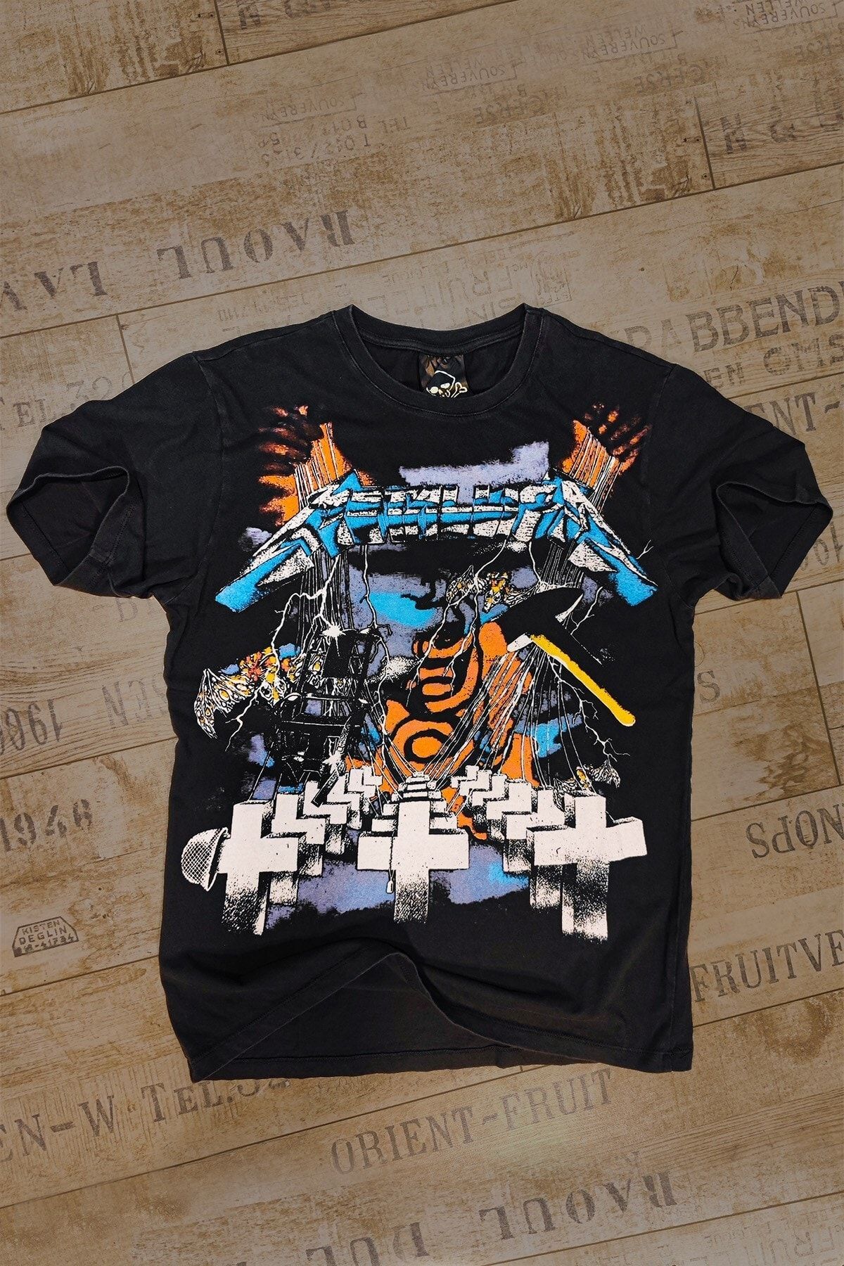 Metallica Oversize Vintage Yıkamalı Siyah Grup T-shirt