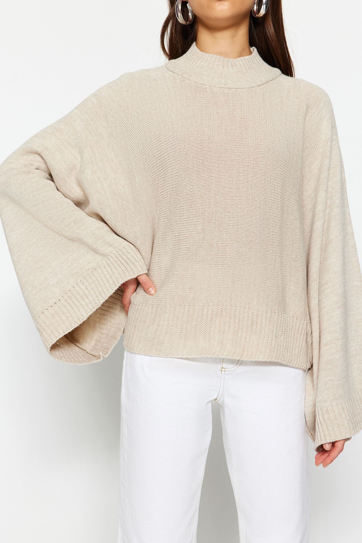Trendyol Collection-Stone Wide Mold Strickpullover mit Fledermausärmeln TWOAW23KZ01838 4