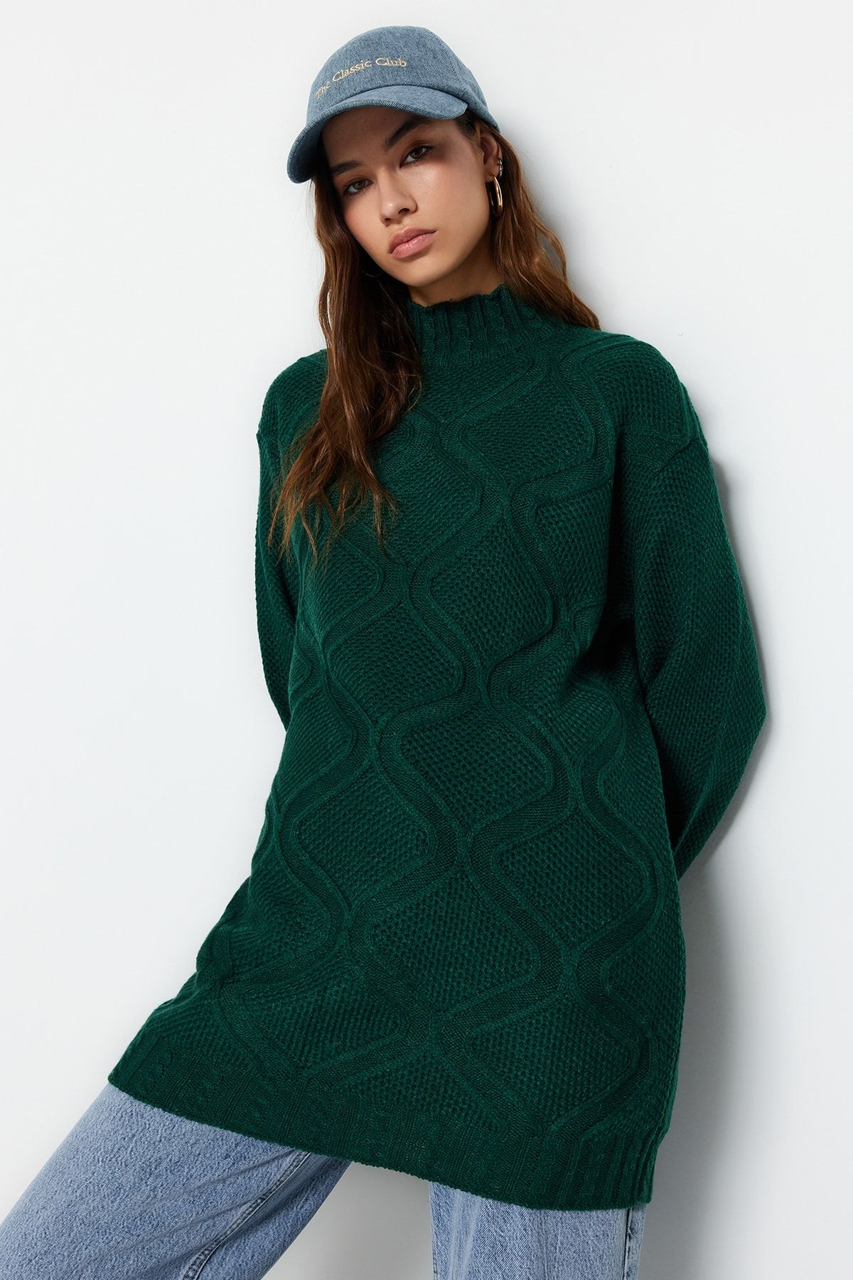 Dark green shop cable knit sweater