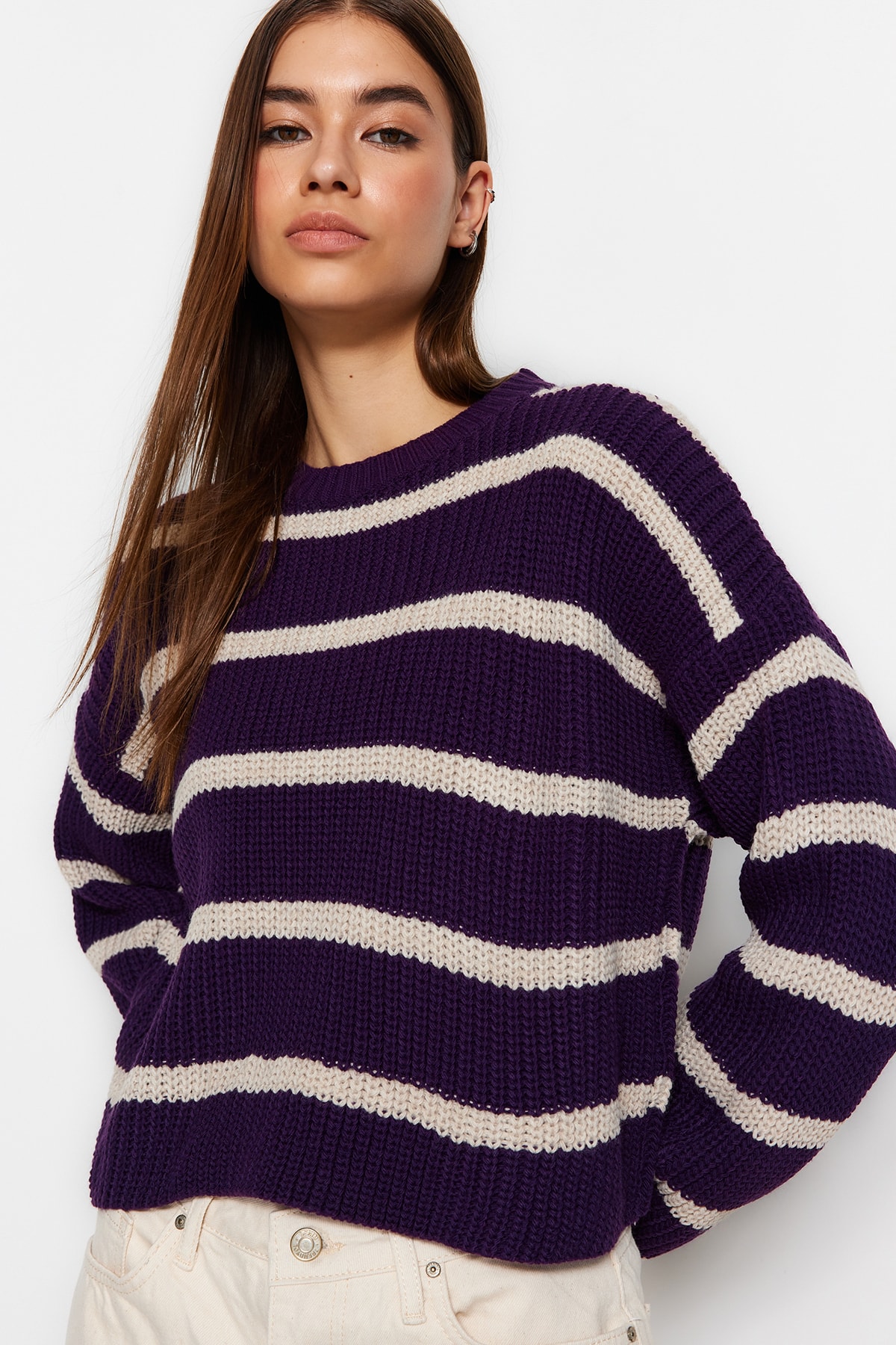 Trendyol Collection Pullover Lila Regular Fit