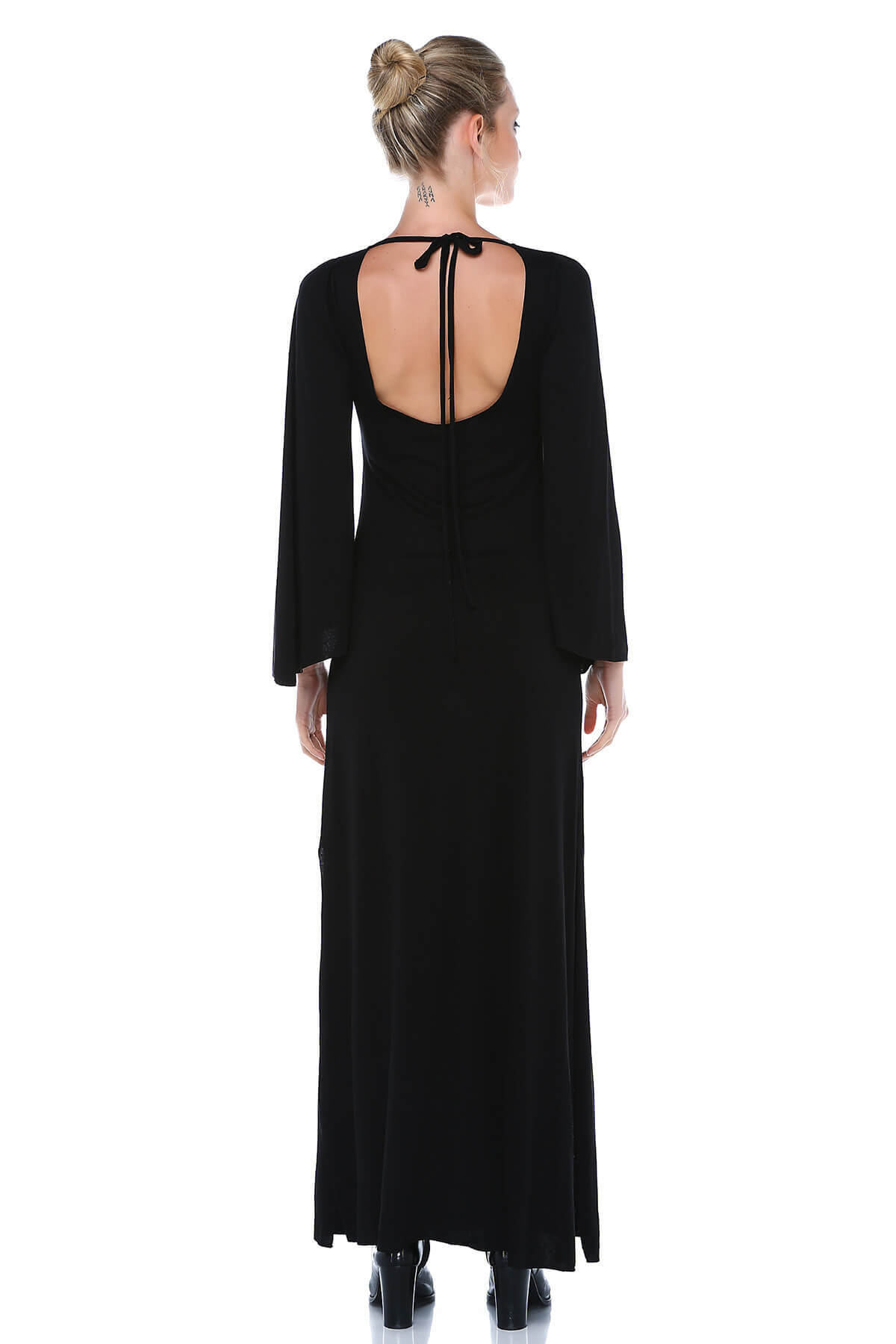 Quincey-Rochie maxi neagră fără spate pentru femei EB2632 2