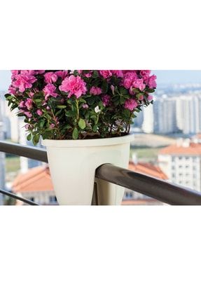 Zümrüt Küpeşte Balkon Saksı Dekoratif Balkon Saksısı 7.5 Litre Krem Renk dop9375574igo