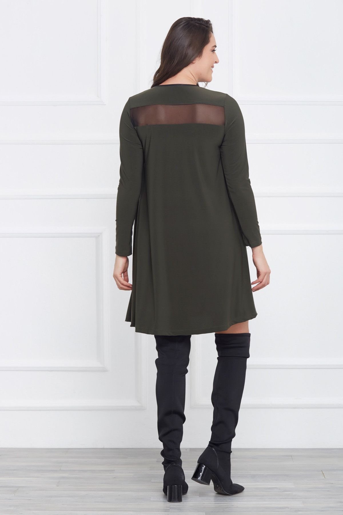 Laranor-Rochie de damă cu detaliu din tul verde 17LB9008 2