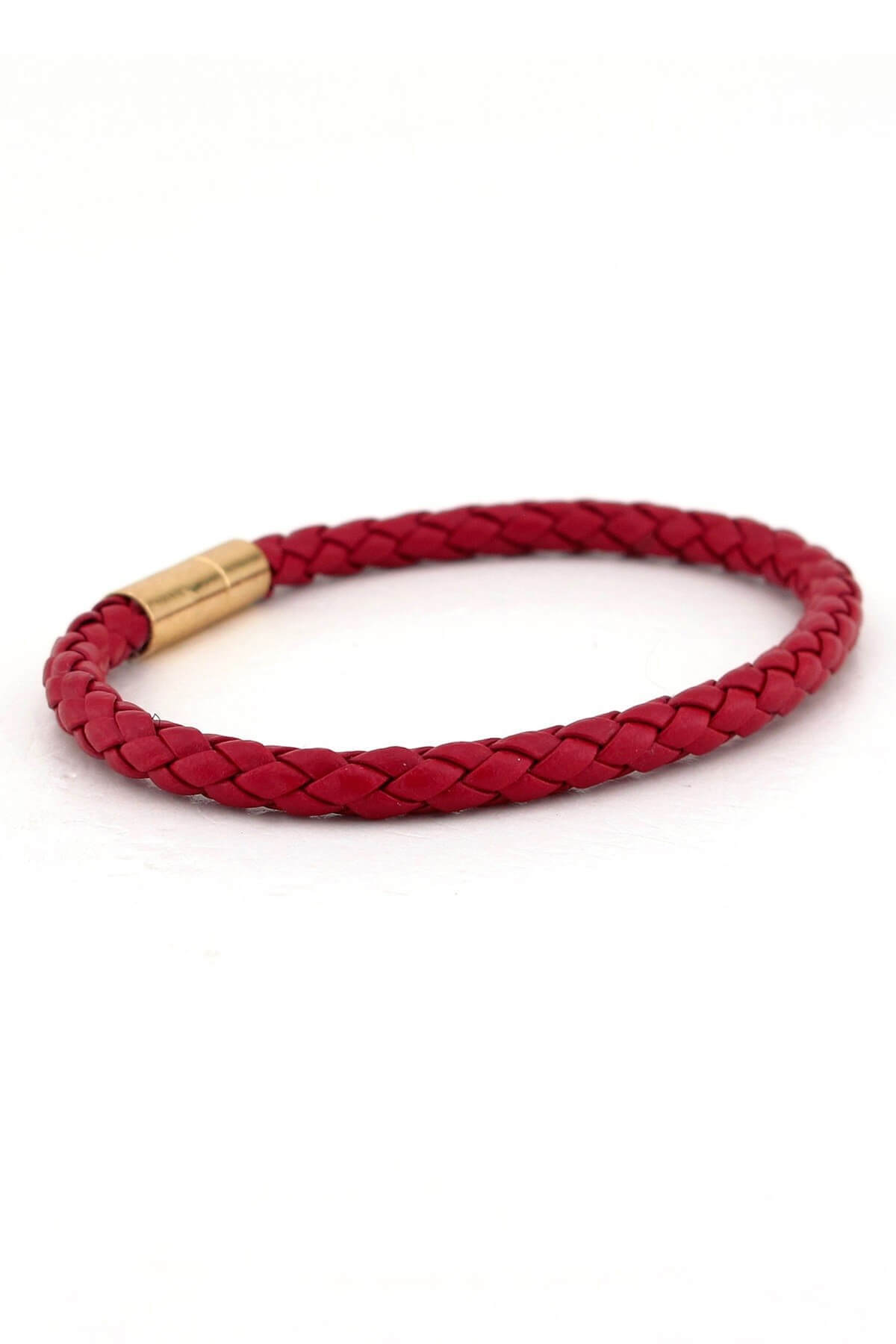 Solfera-Men's Red Knitted Leather Yellow Clip Thin Bracelet Bt523 2