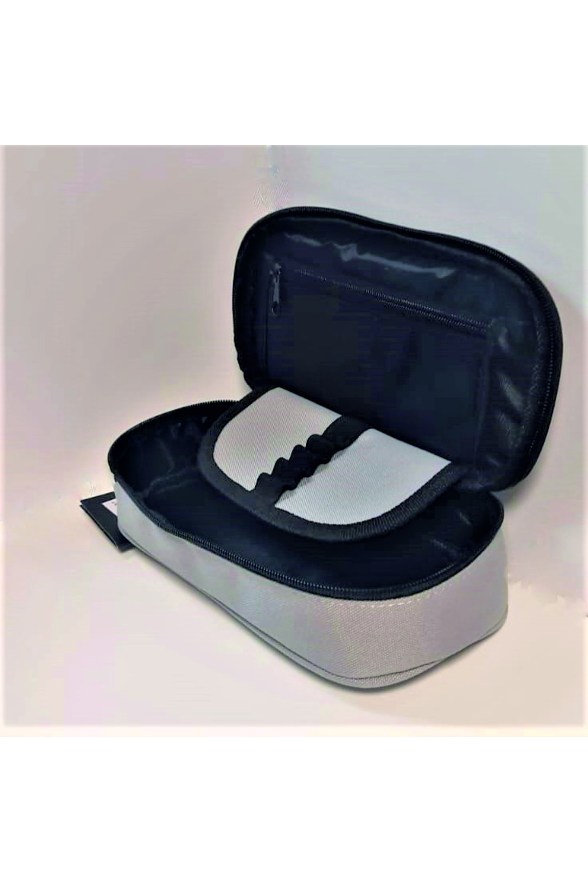 BBACK Oval Fermuarlı Kalem Kutusu Gri Kumaş