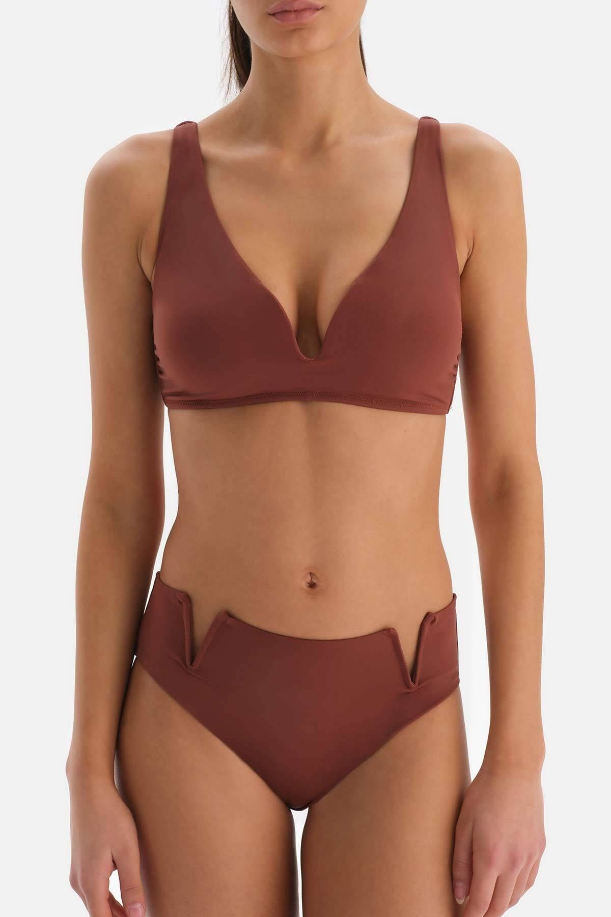 Dagi-Braunes Triangel-Bikinioberteil mit weitem V-Draht 4