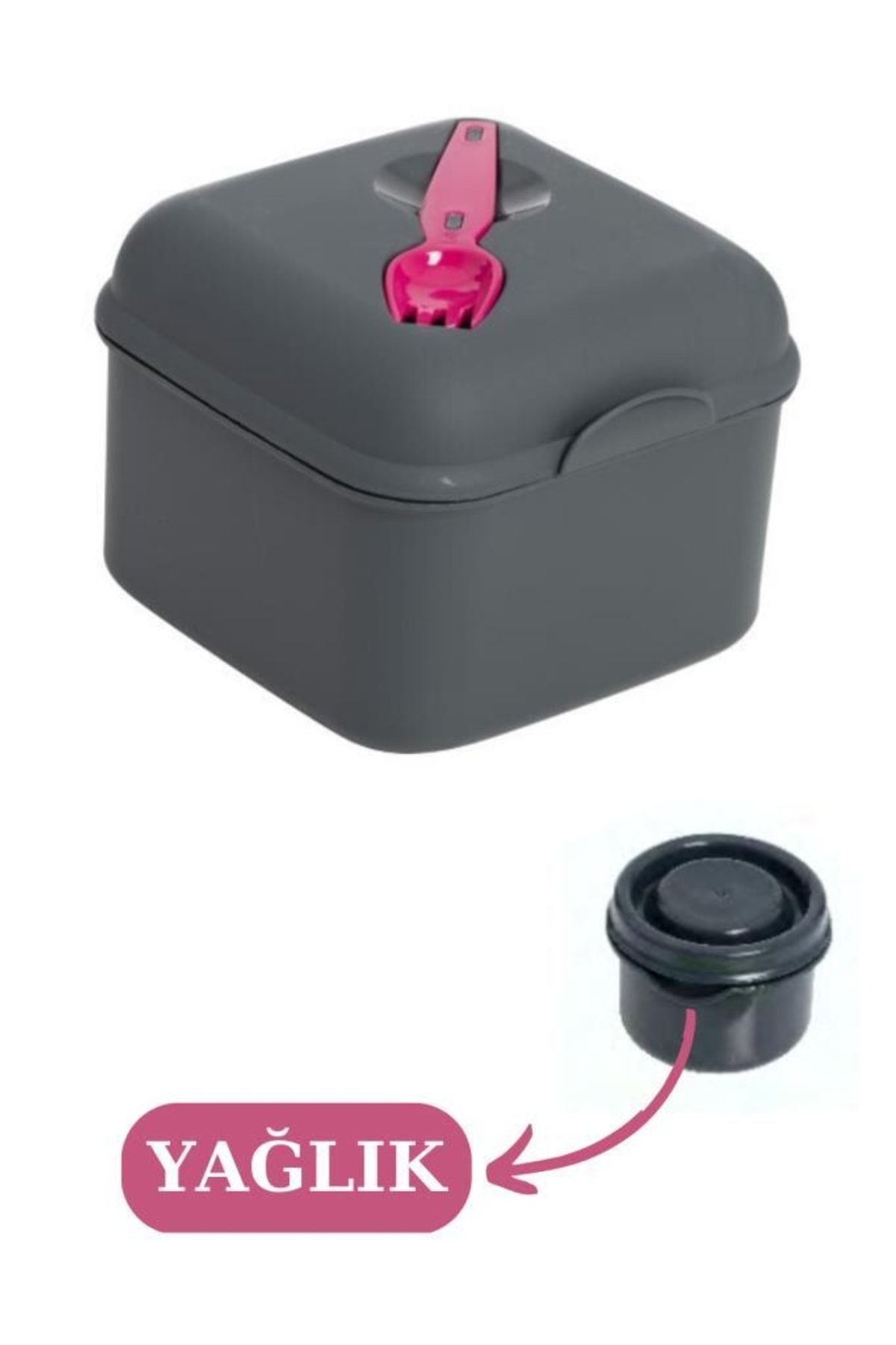 Flosoft-Diet and Vegetarian Storage Container - Salad Container with Fork and Sauce Bowl 2