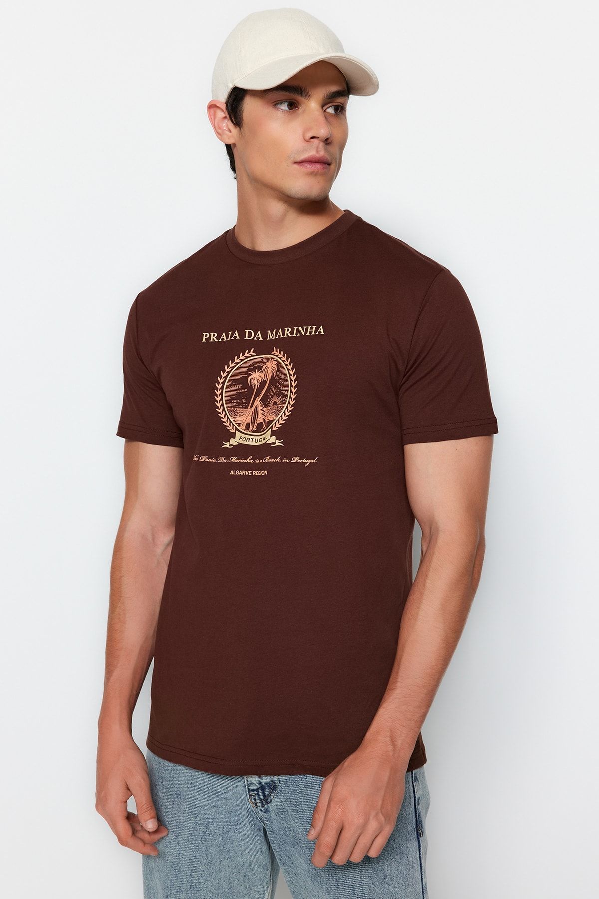 Trendyol Collection T-Shirt Braun Regular Fit