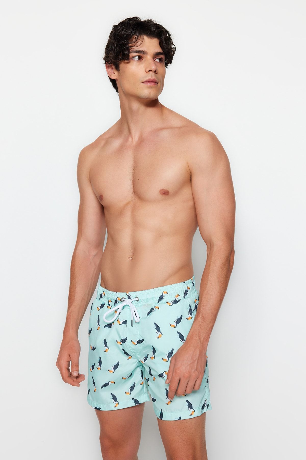 Trendyol Collection-Blaue bedruckte Badeshorts in Standardgröße - TMNSS20DS0014 3
