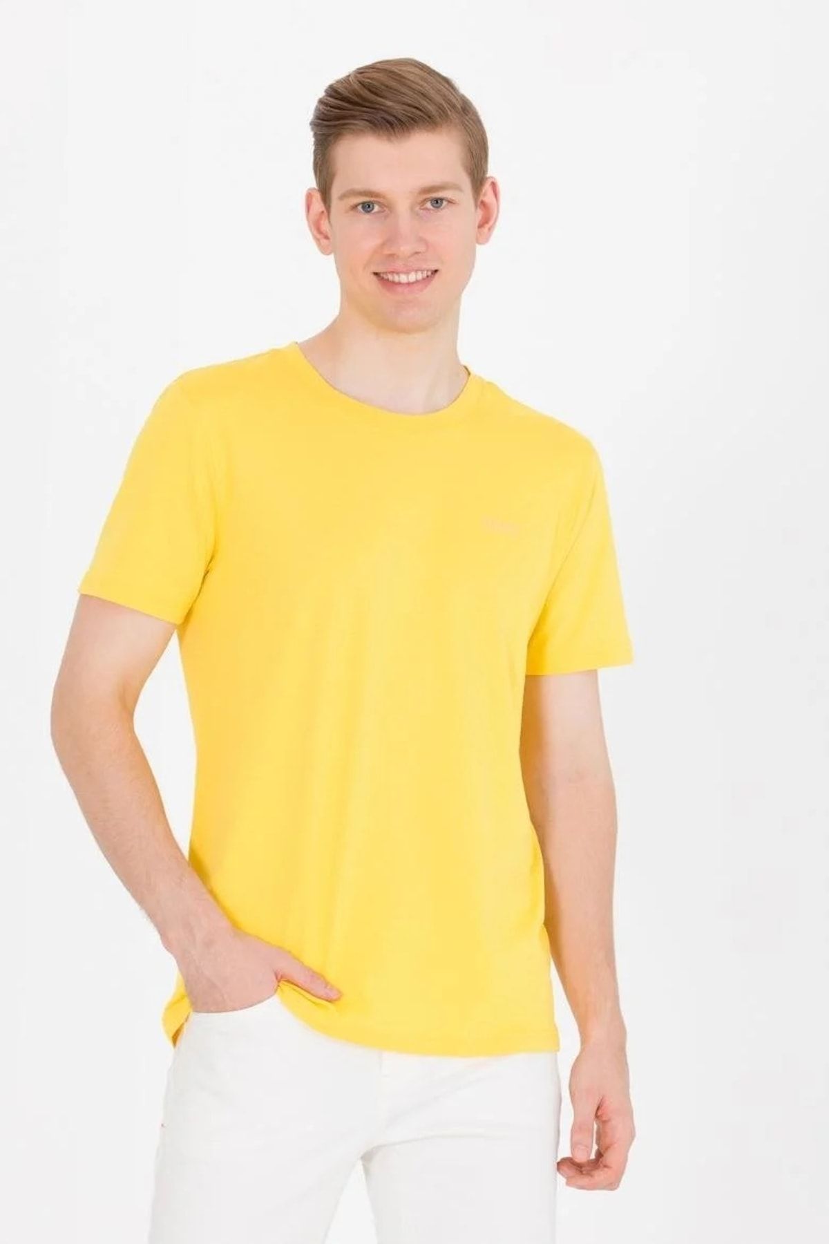 U.S. Polo Assn. Men s Dark Yellow Crew Neck Basic T Shirt