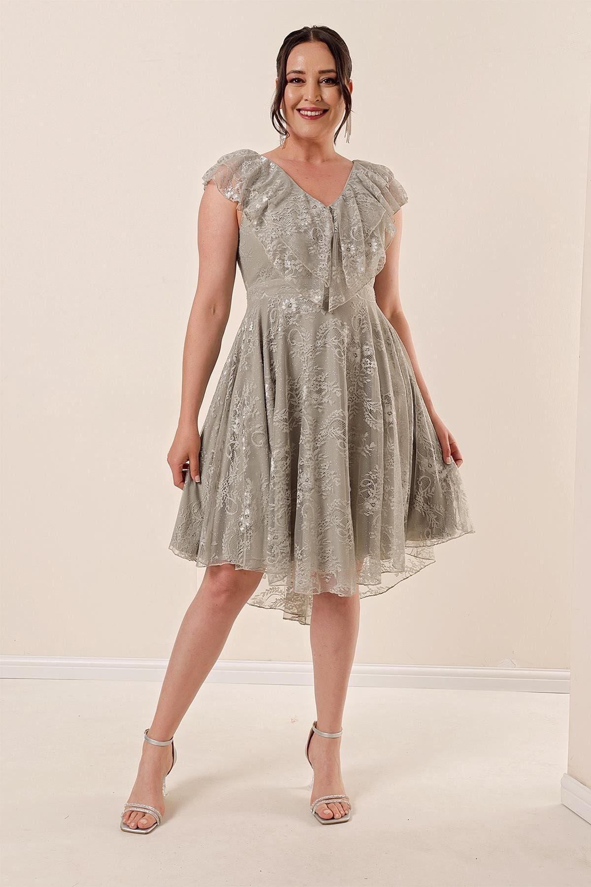 By Sayg Handkerchief Collar Lace And Lined B.b. Dress Mint