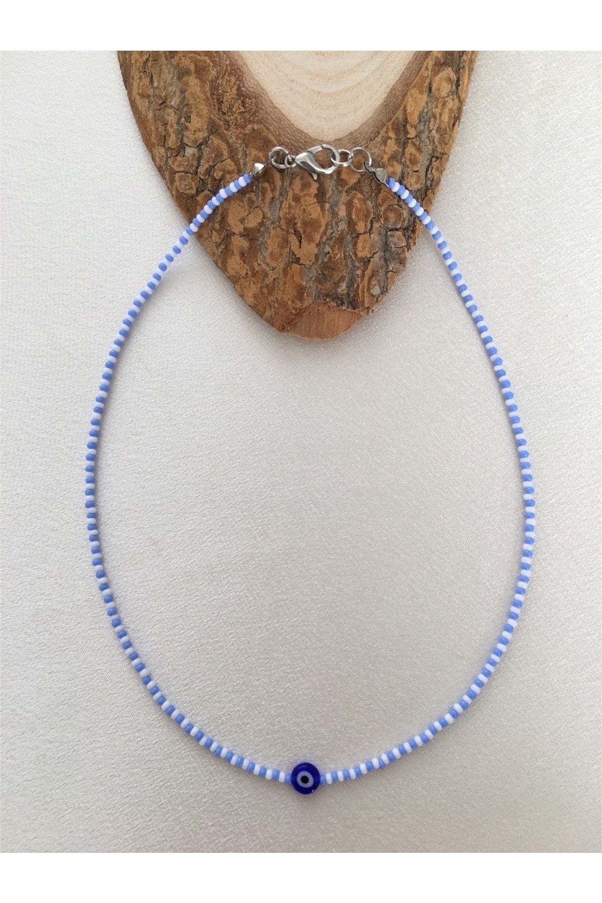 Light blue shop bead necklace