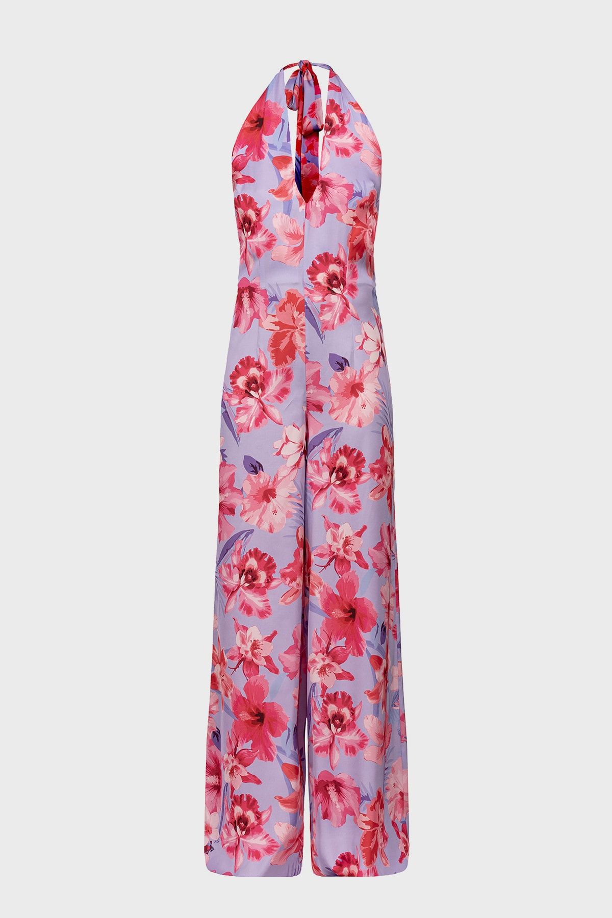 P NKO Floral Patterned Halter Neck Wide Leg Jumpsuit Jumpsuit