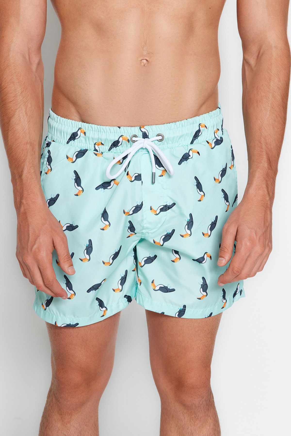 Trendyol Collection-Blaue bedruckte Badeshorts in Standardgröße - TMNSS20DS0014 4