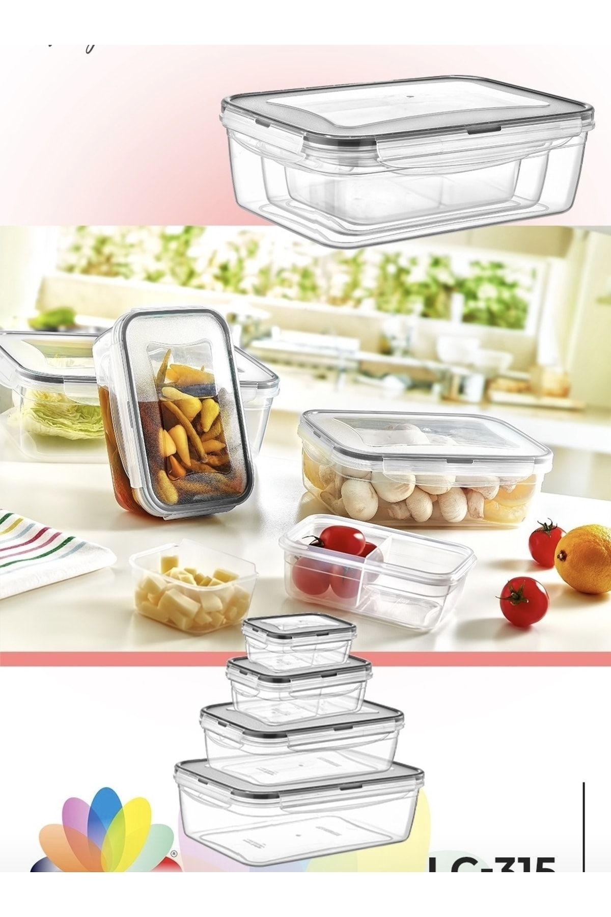 Herza House-Set of 4 Rectangular Fresh Box Storage Containers 2