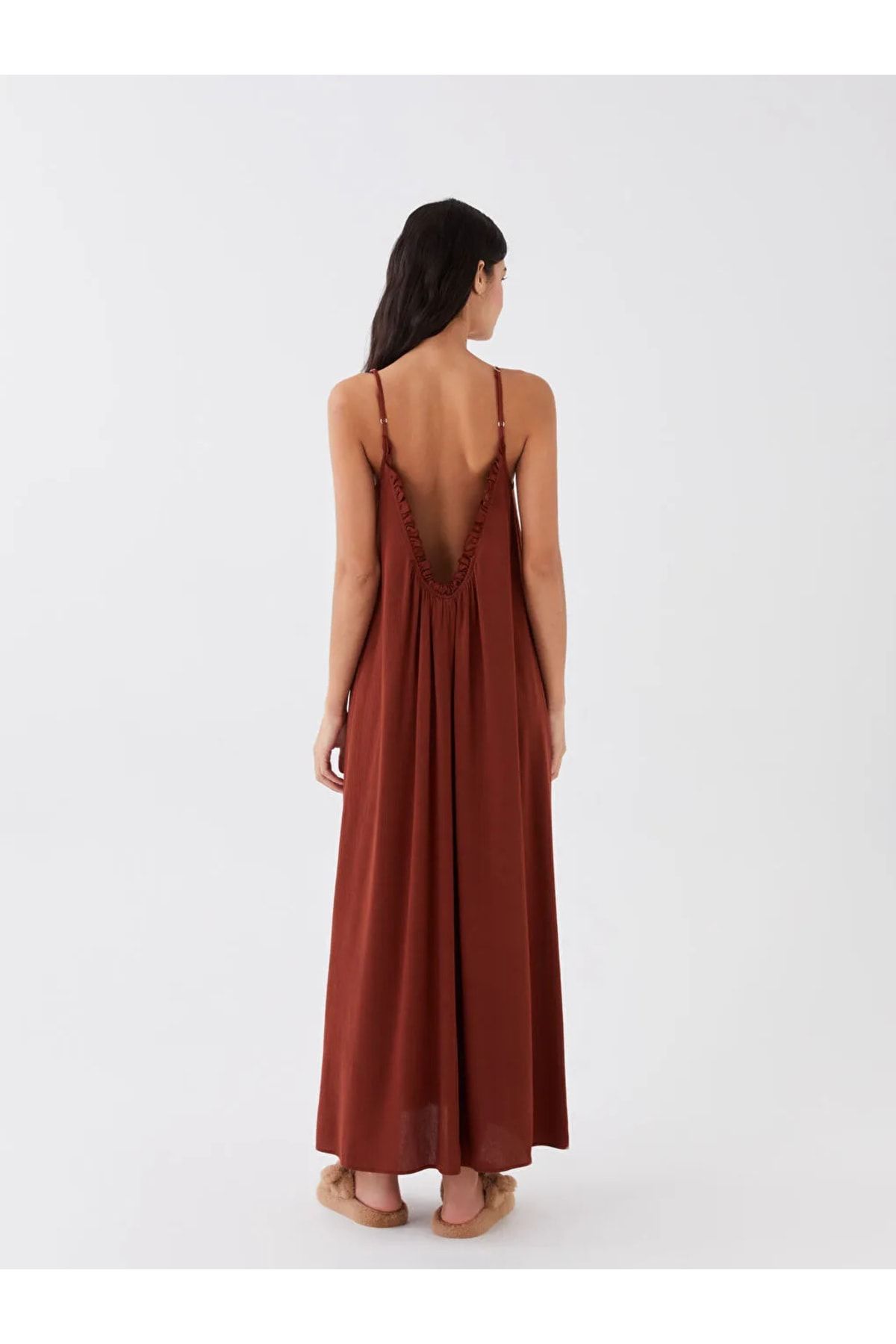 LC Waikiki-Lcw Dream Damen-Strandkleid mit geradem U-Kragen und Trägern 4