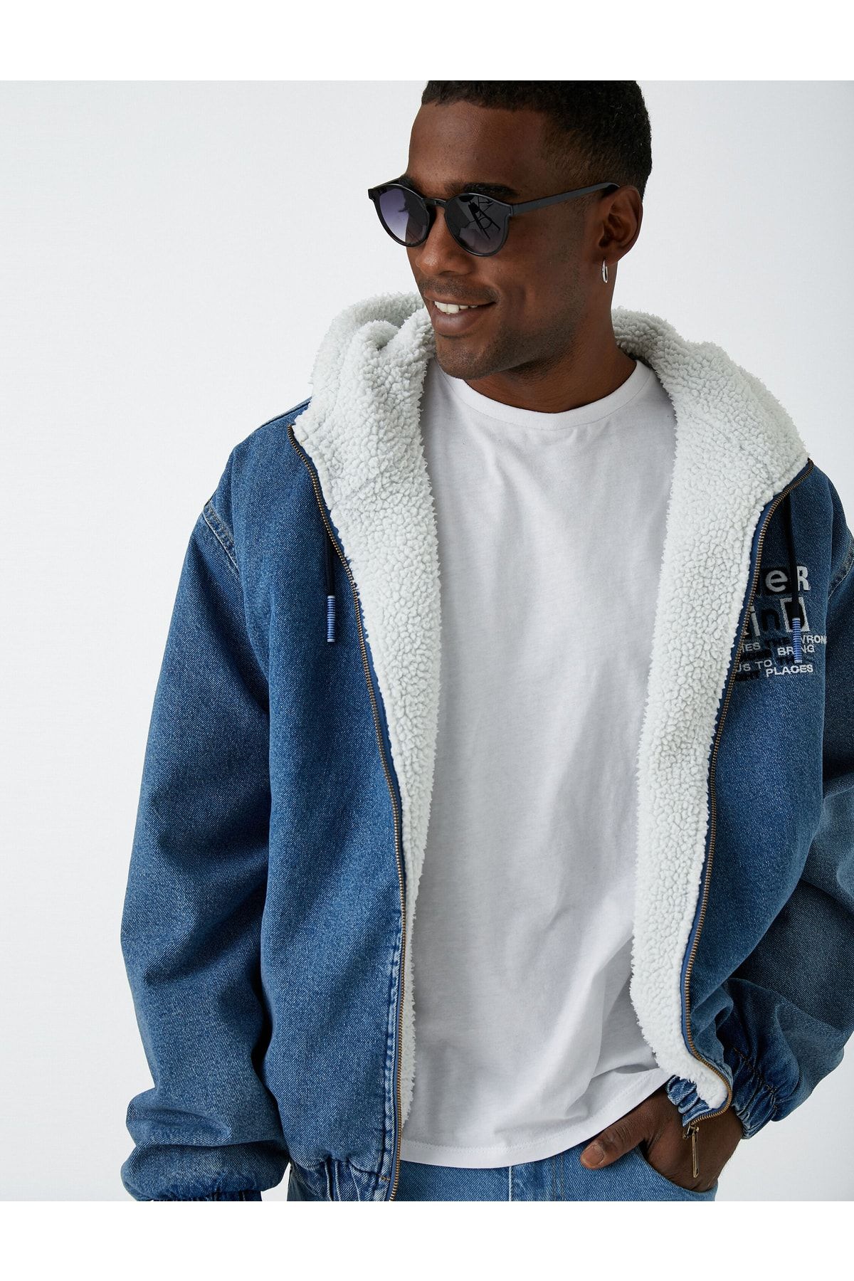 Koton Hooded Denim Jacket Slogan Printed Trendyol
