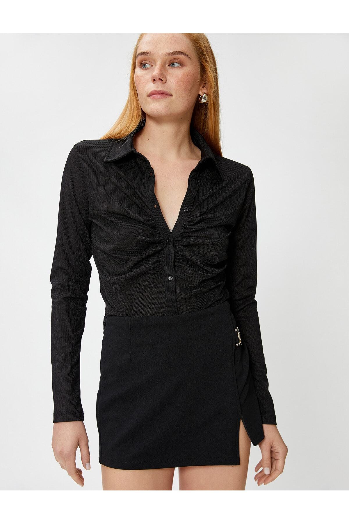 Koton Mädchen Bluse - Langarm Mit Schleifen-Detail In Weiß