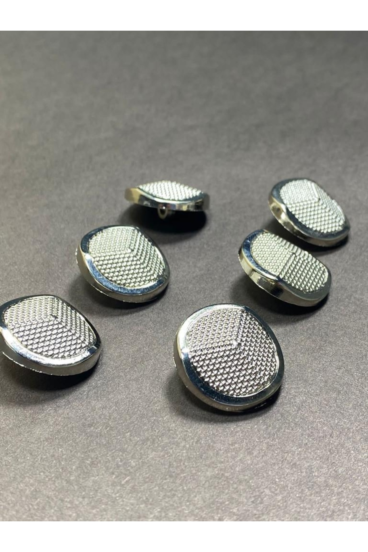 Coat Button / Metallized (plastic) Button / Silver 3 Cm Set of 6