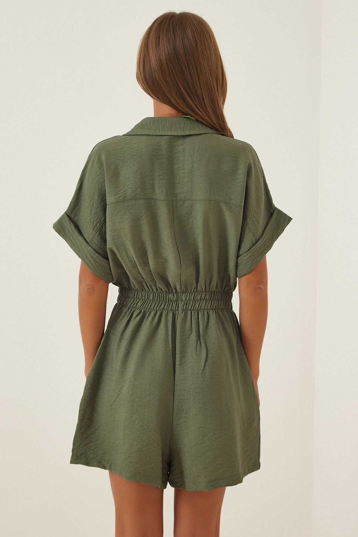 Khaki shop short jumpsuit
