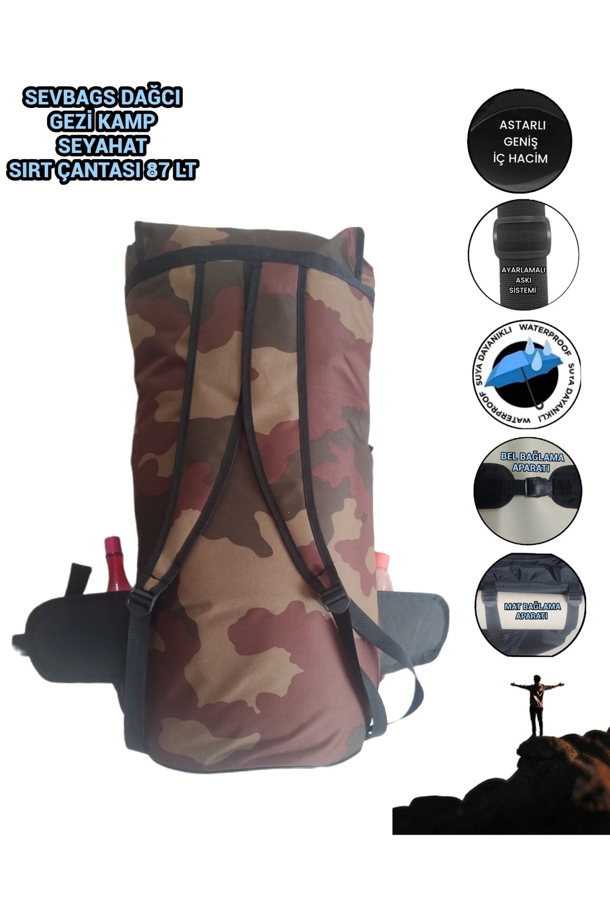 کوله پشتی زنانه قهوه ای SEVBAGS | SEVBAGAS XL SIRT اورجینال - تصویر 5