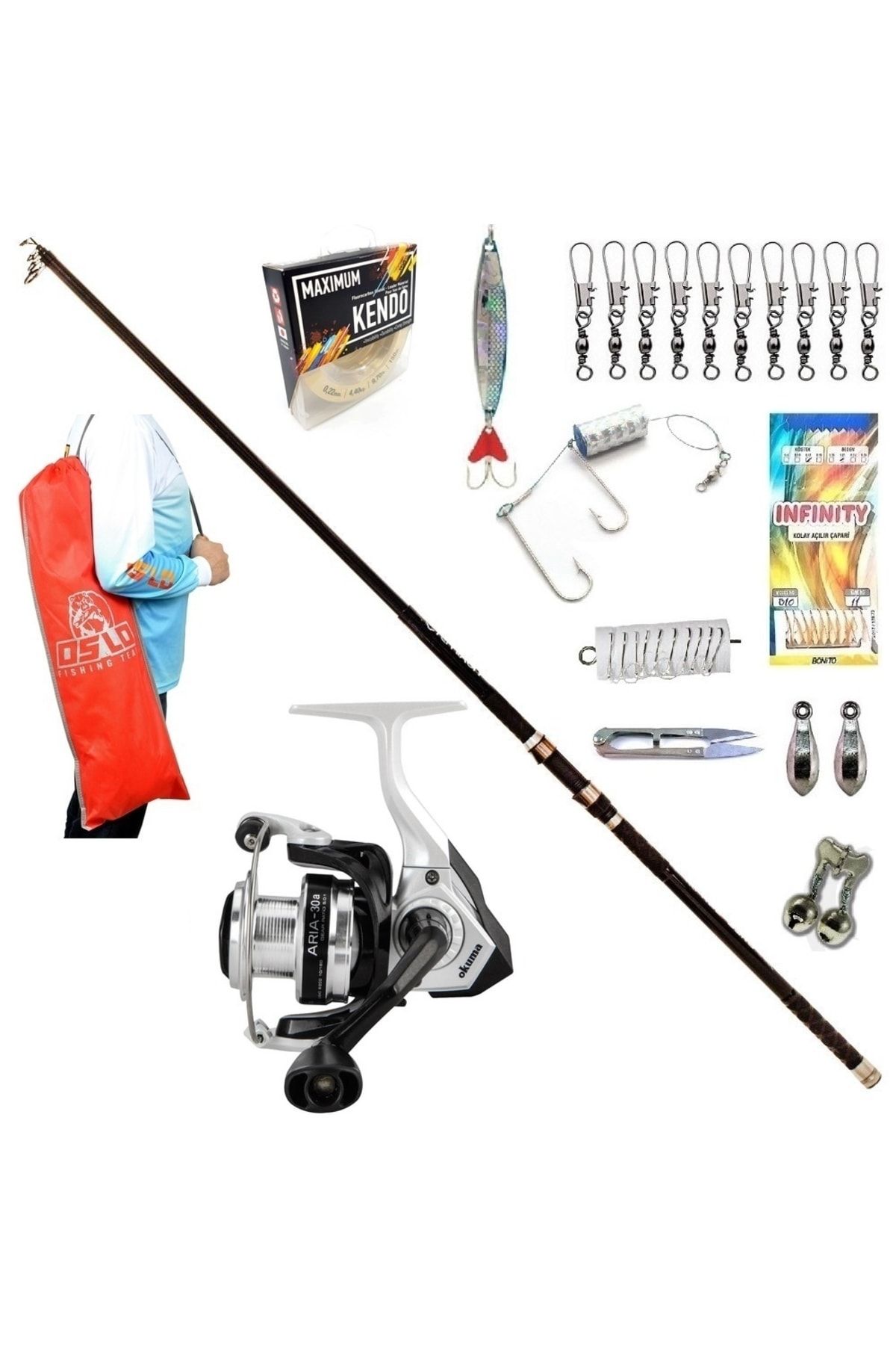 ست چوب ماهیگیری مجموعه خط چرخش 270 سانتی متر پرنده ARIA 40 Okuma